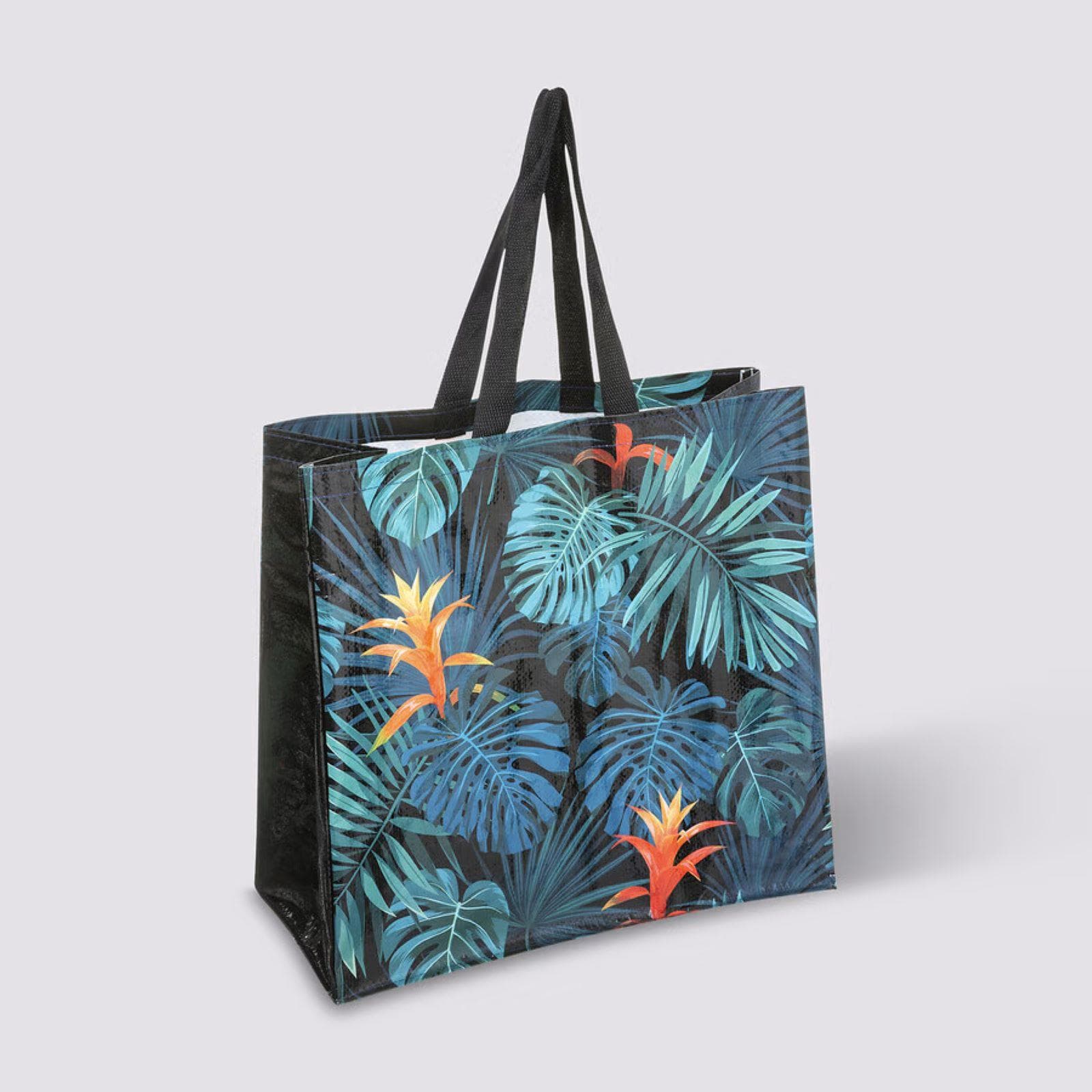 Borsa 43x45h cm nero con decorazione multicolore