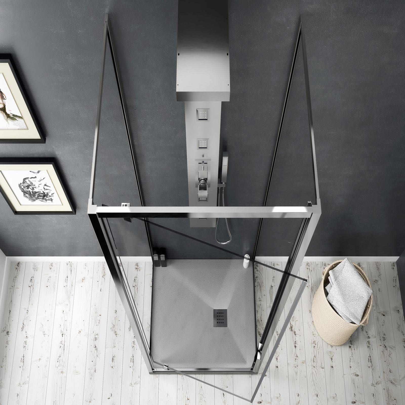 Box 3 lati 70x100x70 cm battente vetro trasparente anticalcare profilo cromo 195h - Moritz