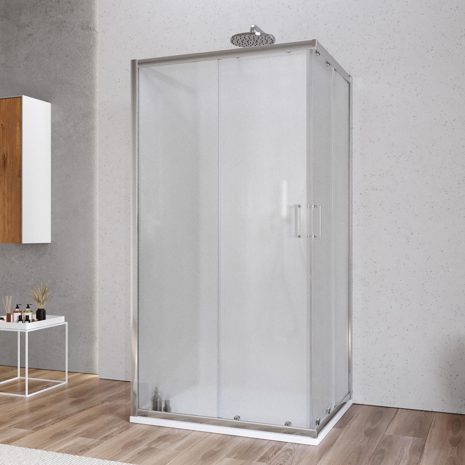 Box 3 lati 70x100x70 cm doppio scorrevole vetro temperato 6mm stampato 185h - Young