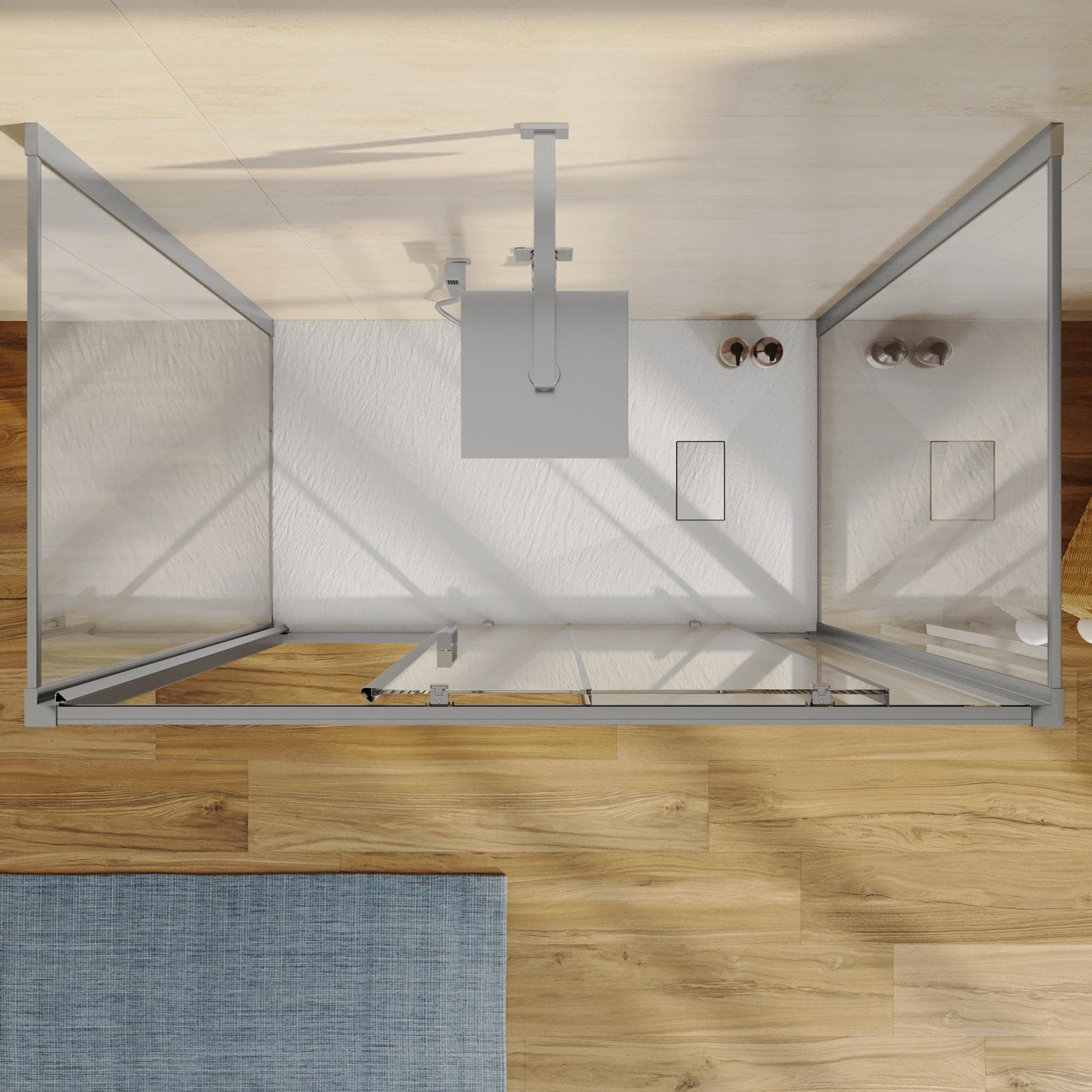 Box 3 lati 70x100x70 cm scorrevole vetro trasparente anticalcare profilo cromo 195h - Moritz