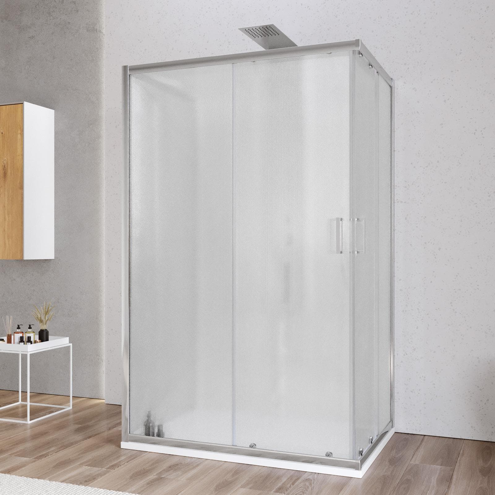 Box 3 lati 70x120x70 cm doppio scorrevole vetro temperato 6mm stampato 185h - Young