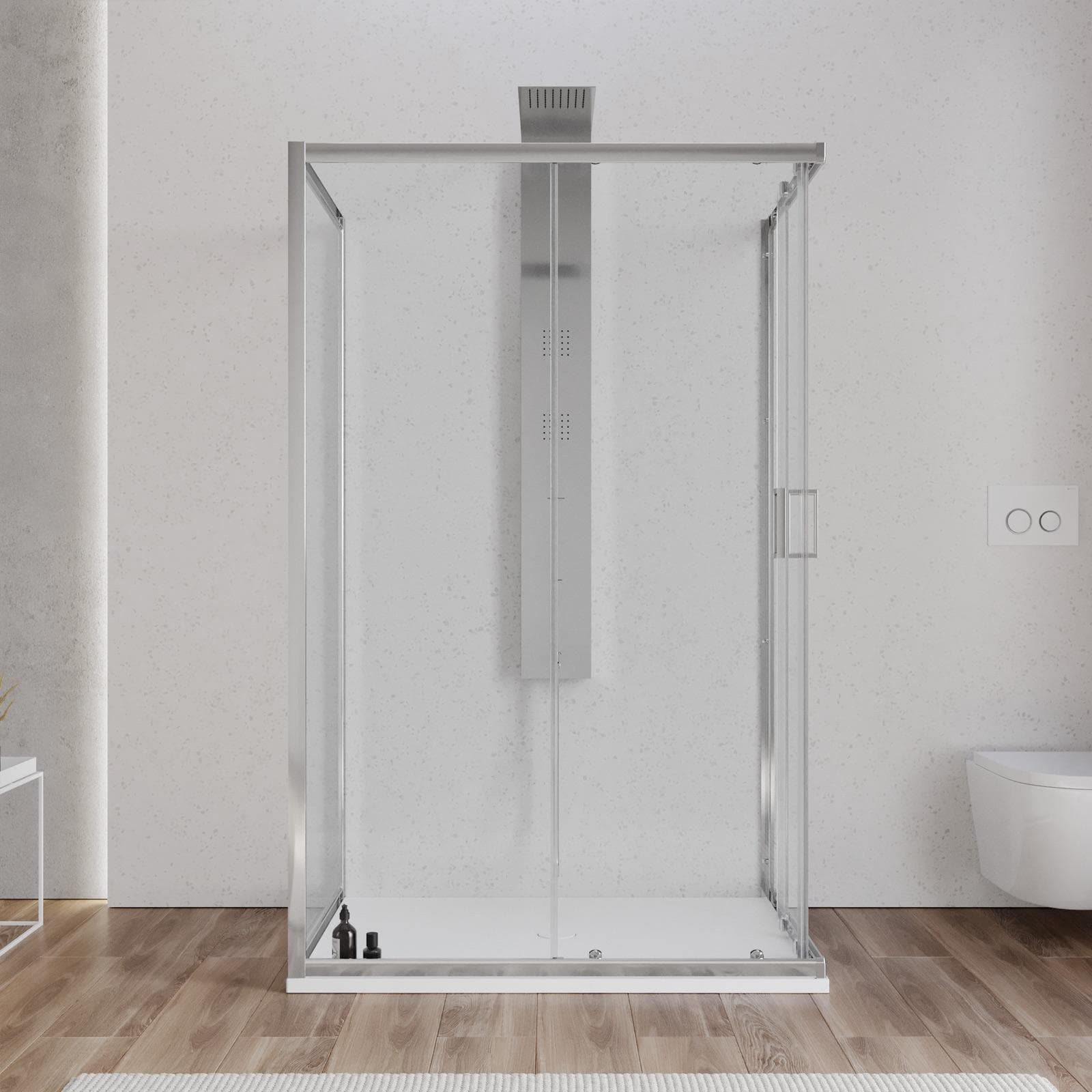 Box 3 lati 70x120x70 cm doppio scorrevole vetro temperato 6mm trasparente 185h - Young