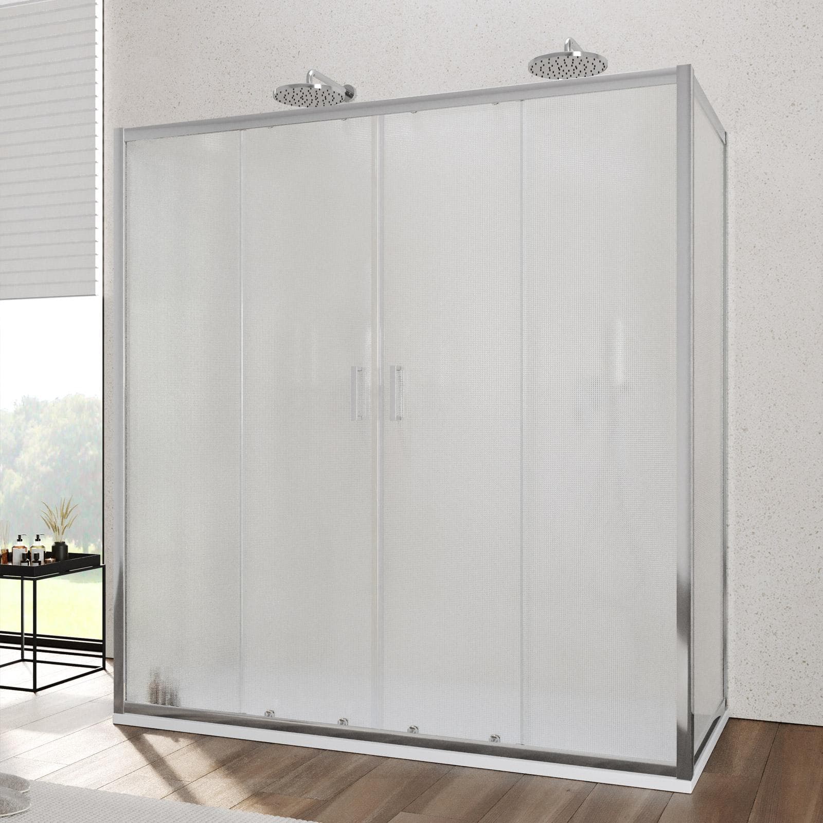 Box 3 lati 70x180x70 cm doppio scorrevole vetro temperato 6mm stampato 185h - Young