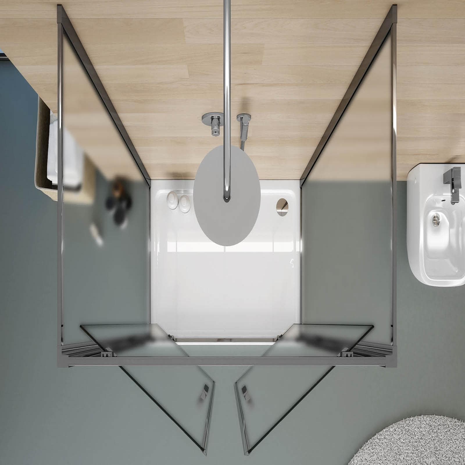 Box 3 lati 70x90x70 cm doppio battente vetro opaco profilo cromo 195h - Moritz