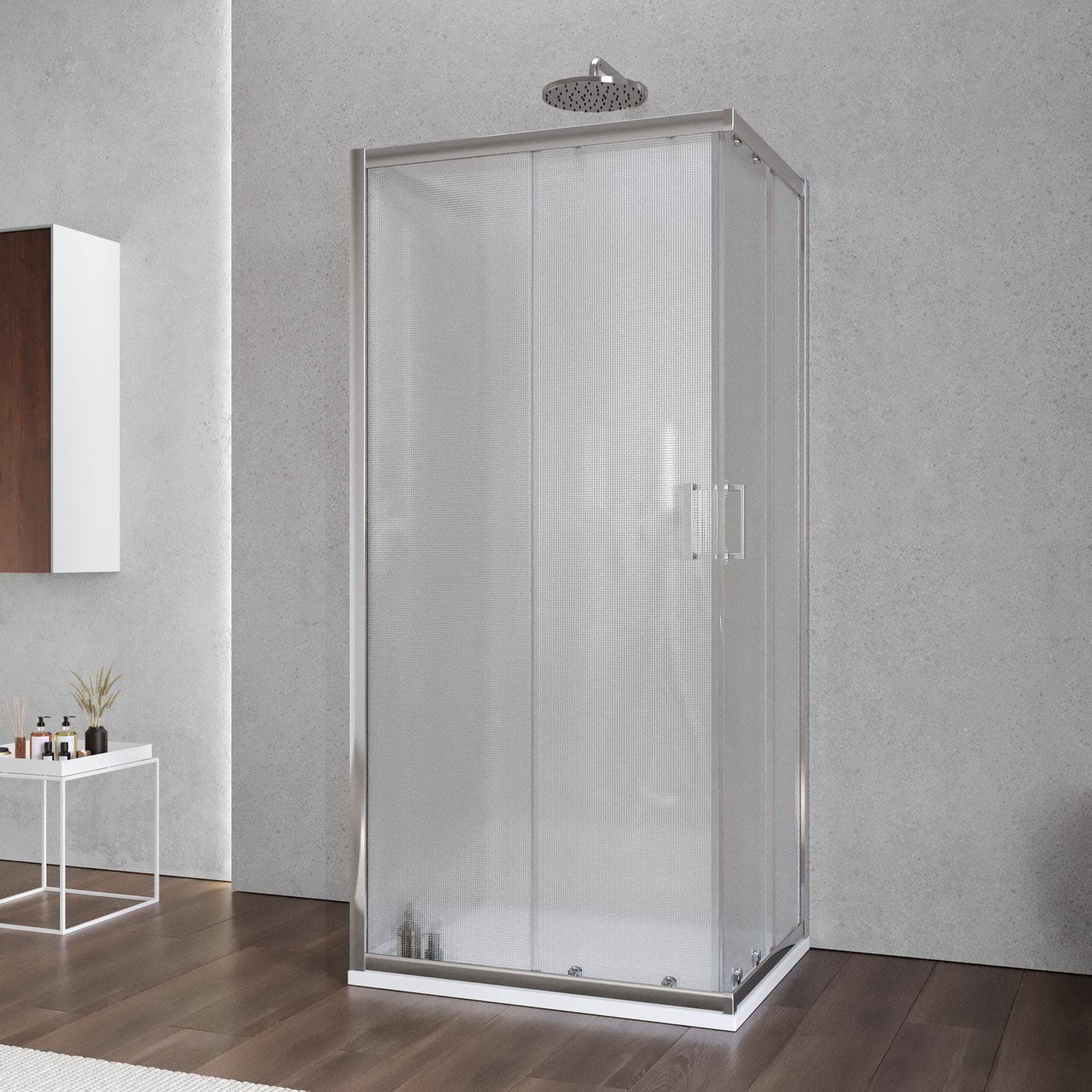 Box 3 lati 70x90x70 cm doppio scorrevole vetro temperato 6mm stampato 185h - Young
