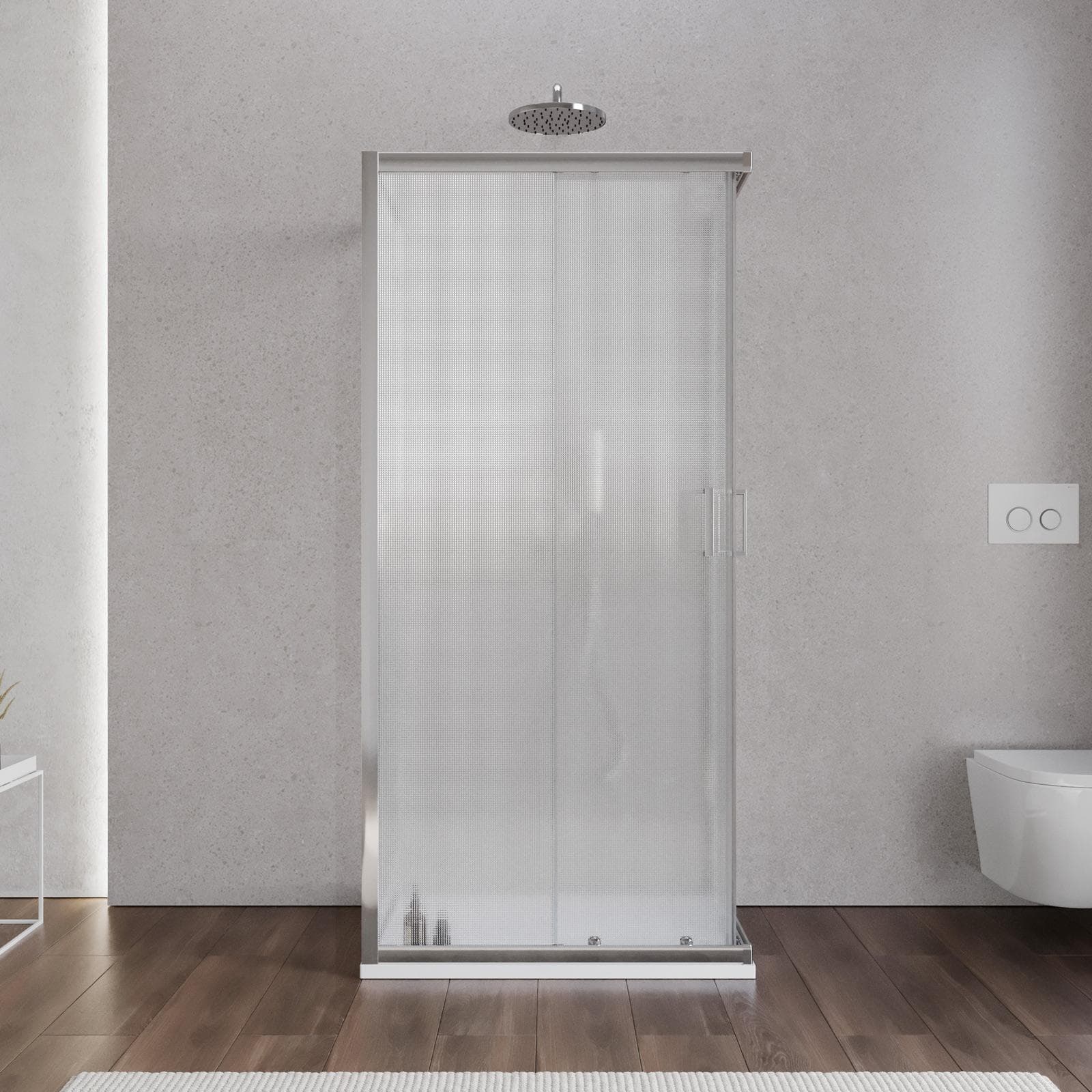 Box 3 lati 70x90x70 cm doppio scorrevole vetro temperato 6mm stampato 185h - Young