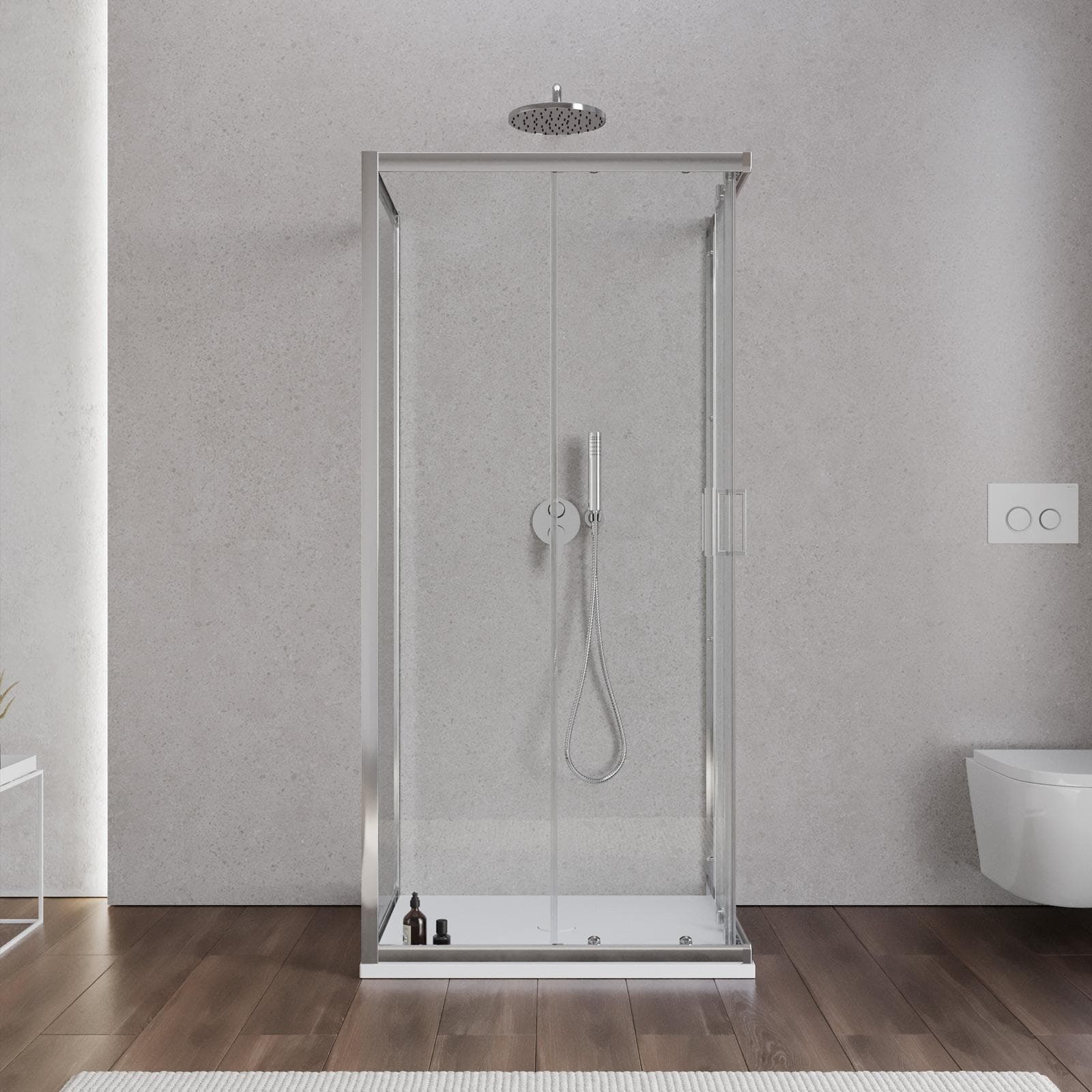 Box 3 lati 70x90x70 cm doppio scorrevole vetro temperato 6mm trasparente 185h - Young