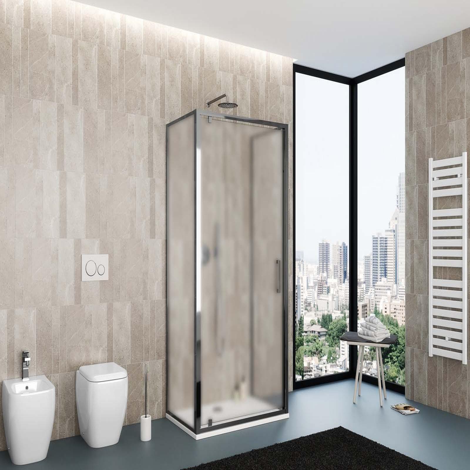 Box 3 lati 80x100x80 cm battente vetro opaco profilo cromo 195h - Moritz