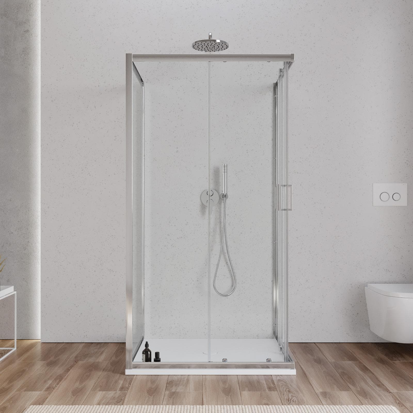 Box 3 lati 80x100x80 cm doppio scorrevole vetro temperato 6mm trasparente 185h - Young