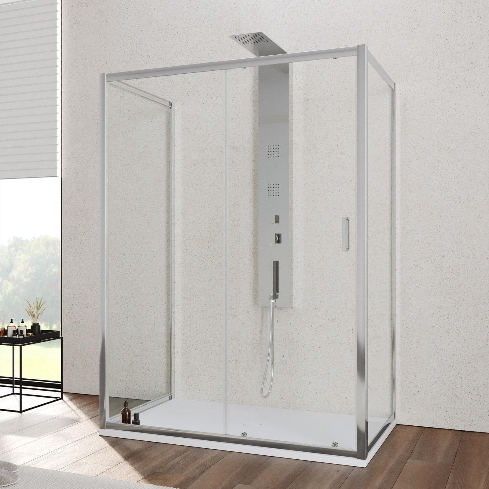 Box 3 lati 80x150x80 cm scorrevole vetro temperato 6mm trasparente 185h - Young