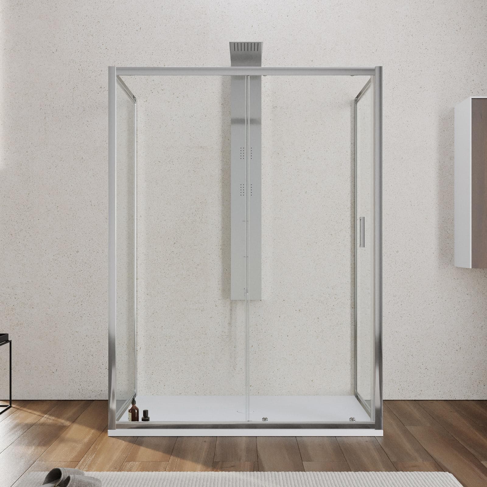 Box 3 lati 80x150x80 cm scorrevole vetro temperato 6mm trasparente 185h - Young