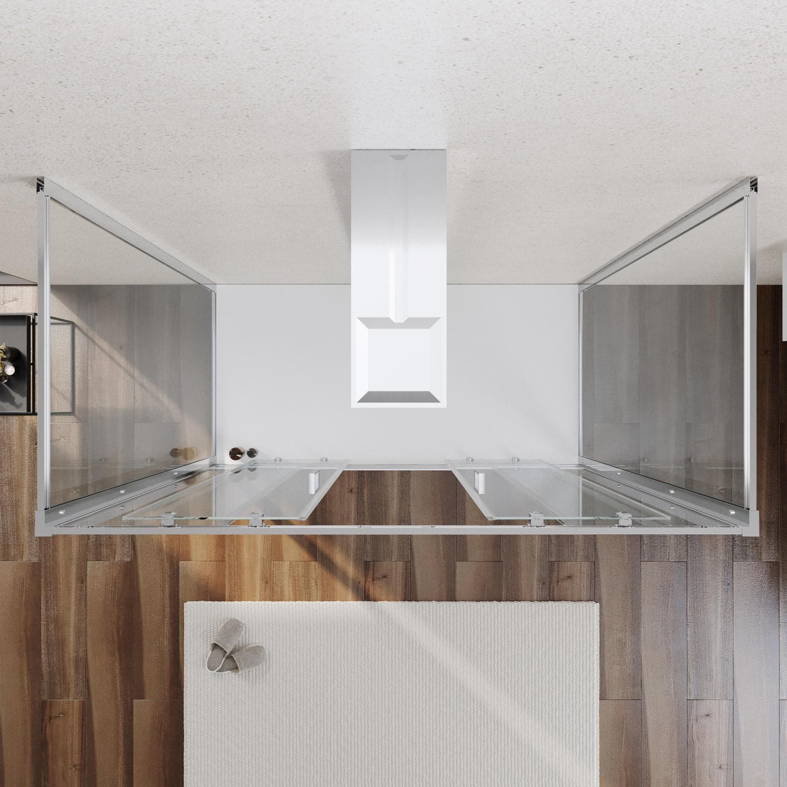Box 3 lati 80x170x80 cm doppio scorrevole vetro temperato 6mm trasparente 185h - Young