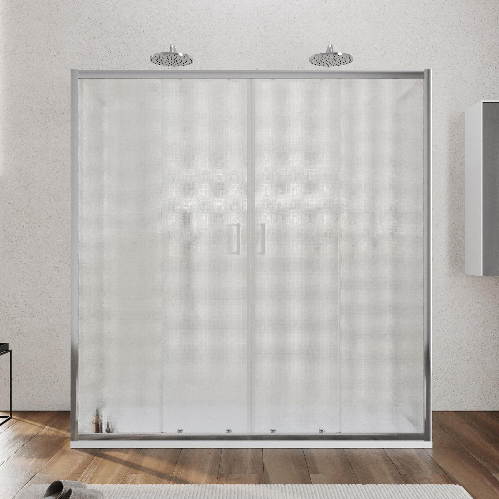 Box 3 lati 80x180x80 cm doppio scorrevole vetro temperato 6mm stampato 185h - Young