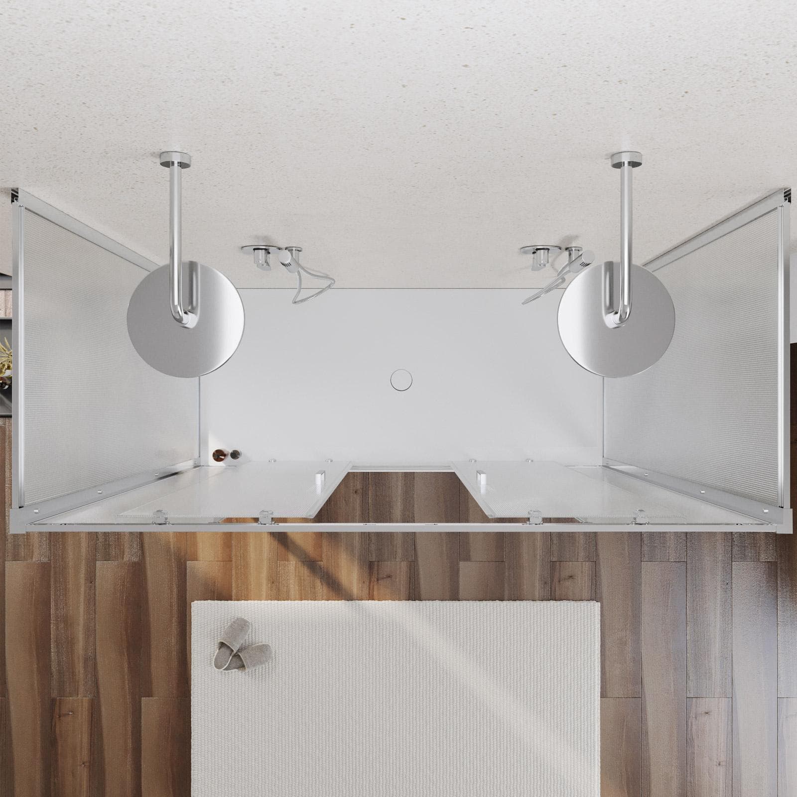 Box 3 lati 80x180x80 cm doppio scorrevole vetro temperato 6mm stampato 185h - Young