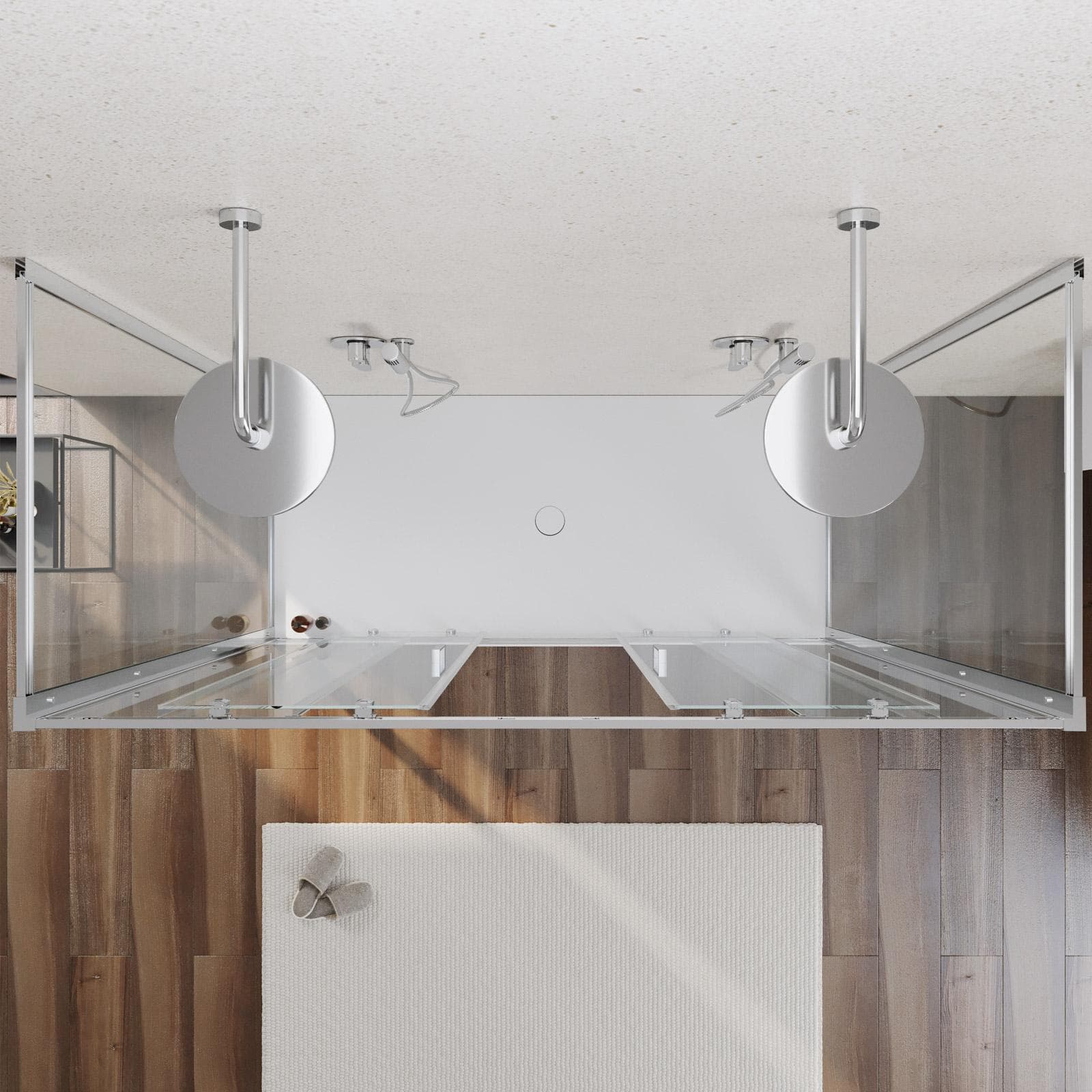 Box 3 lati 80x180x80 cm doppio scorrevole vetro temperato 6mm trasparente 185h - Young