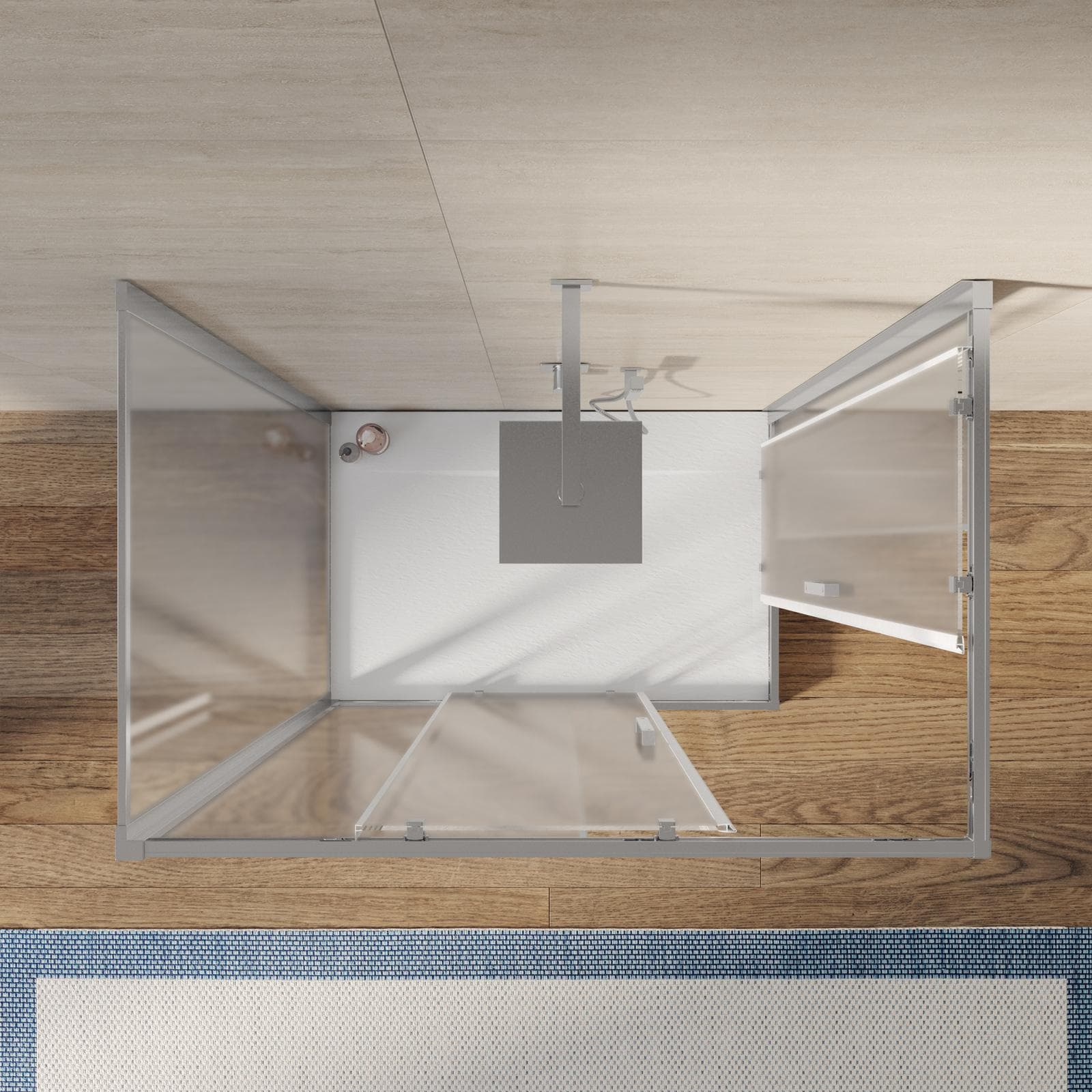 Box 3 lati 80x120X80 cm doppio scorrevole vetro opaco profilo cromo 195h - Moritz