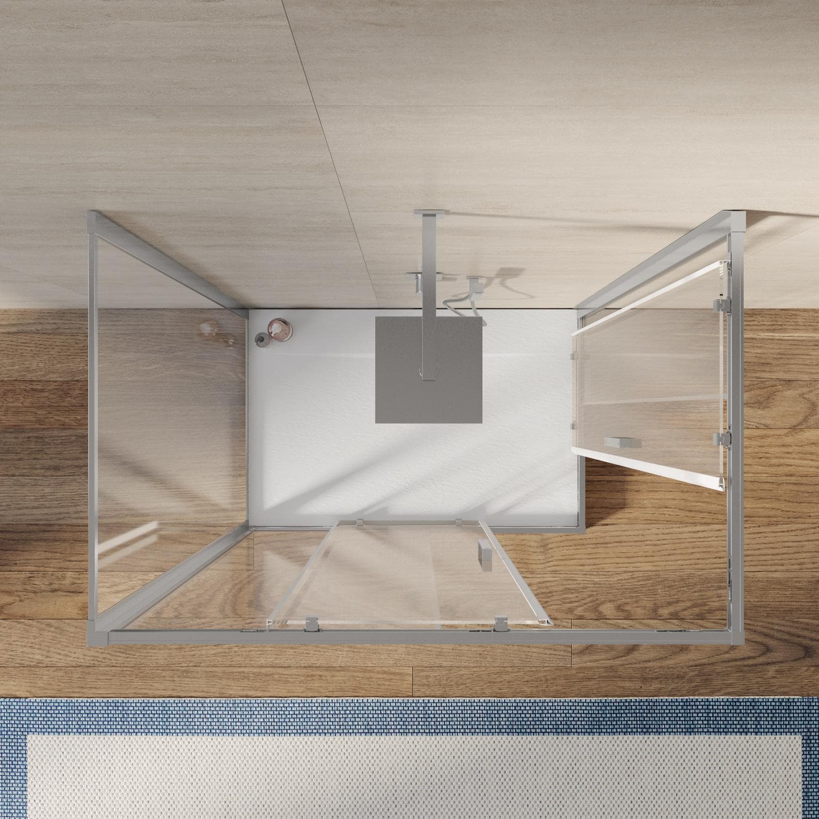 Box 3 lati 80x140X80 cm doppio scorrevole vetro trasparente anticalcare profilo cromo 195h - Moritz