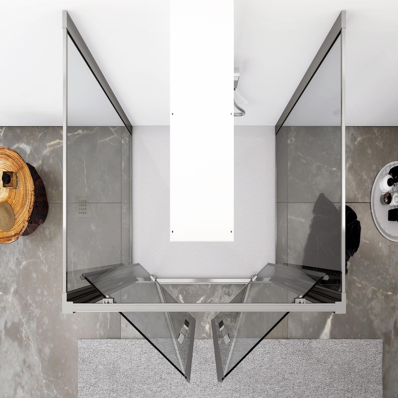 Box 3 lati 90x90x90 cm doppio battente vetro trasparente anticalcare profilo cromo 195h - Moritz
