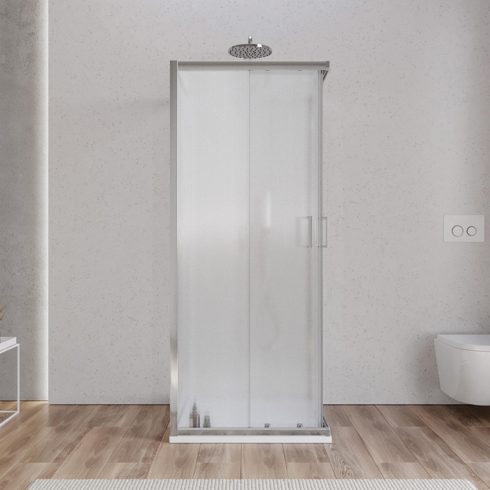Box 3 lati 90x90x90 cm doppio scorrevole vetro temperato 6mm stampato 185h - Young