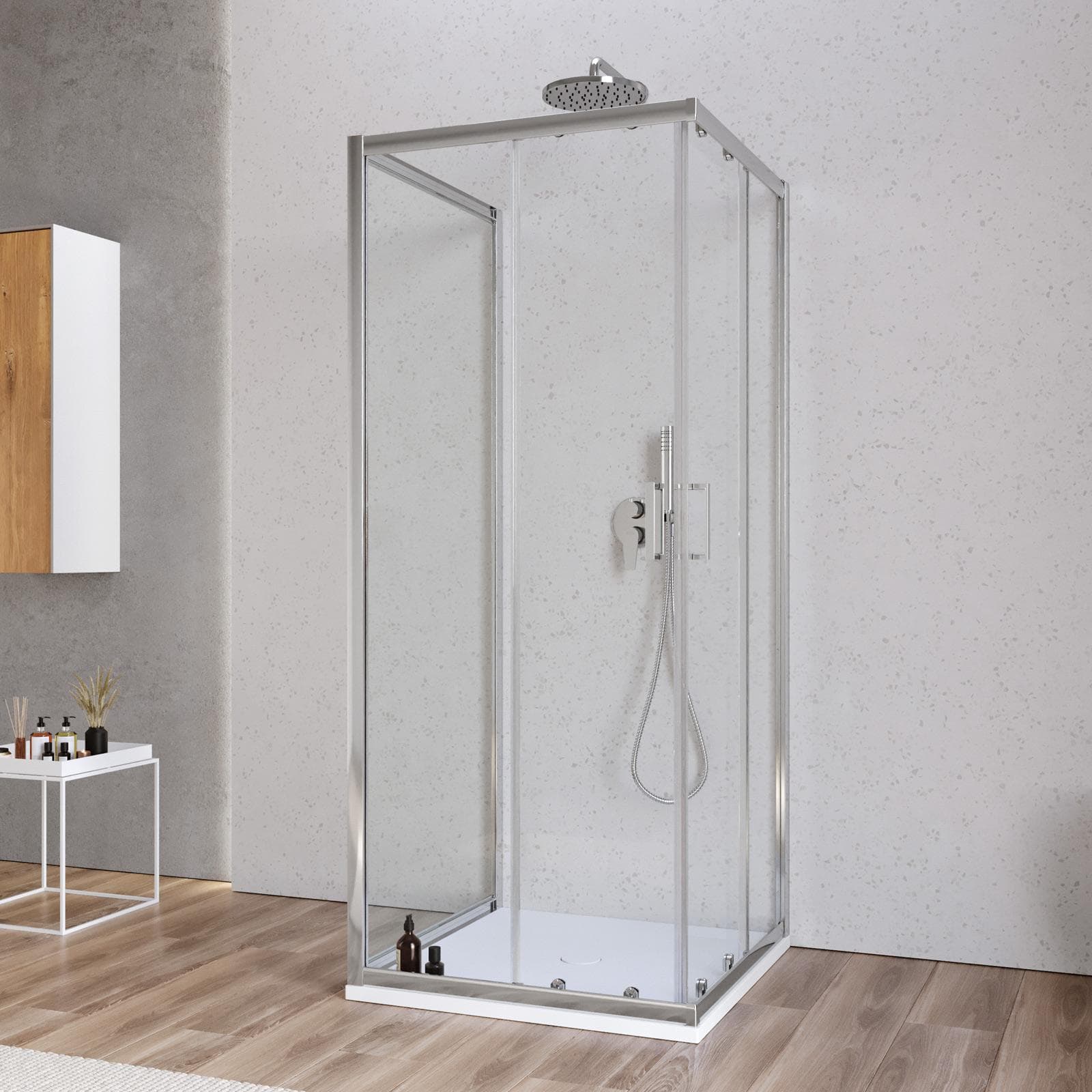 Box 3 lati 90x90x90 cm doppio scorrevole vetro temperato 6mm trasparente 185h - Young