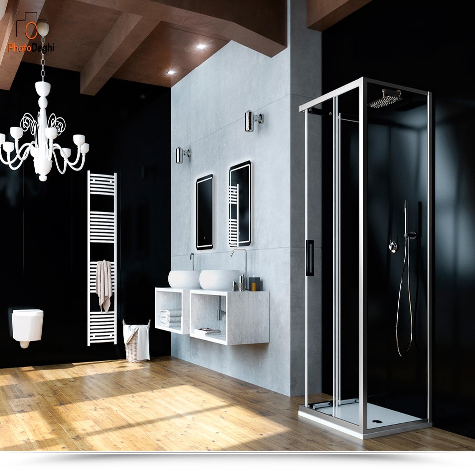 Box 3 lati 90x90x90 cm doppio scorrevole vetro trasparente anticalcare profilo cromo 195h - Moritz