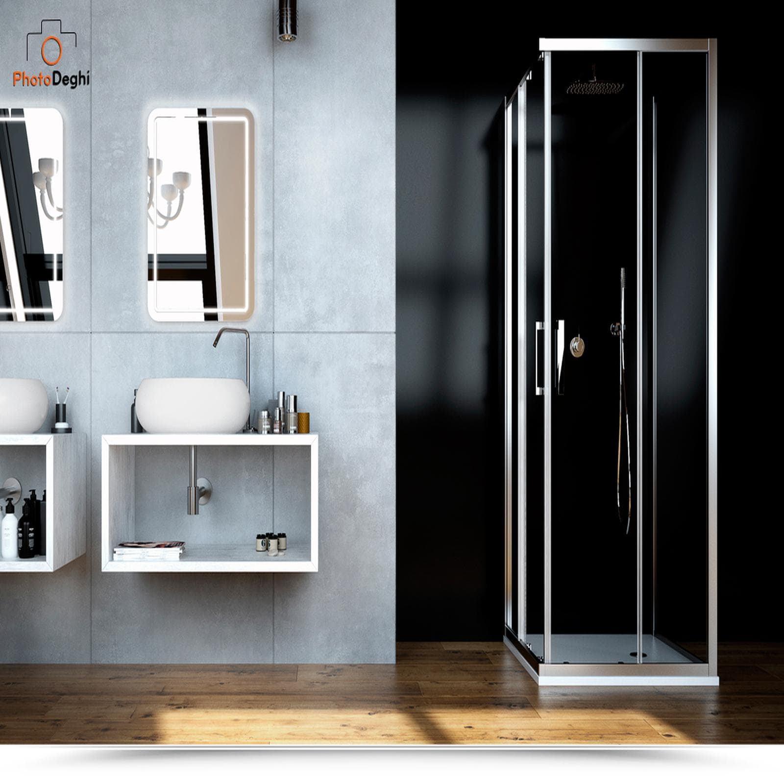 Box 3 lati 90x90x90 cm doppio scorrevole vetro trasparente anticalcare profilo cromo 195h - Moritz