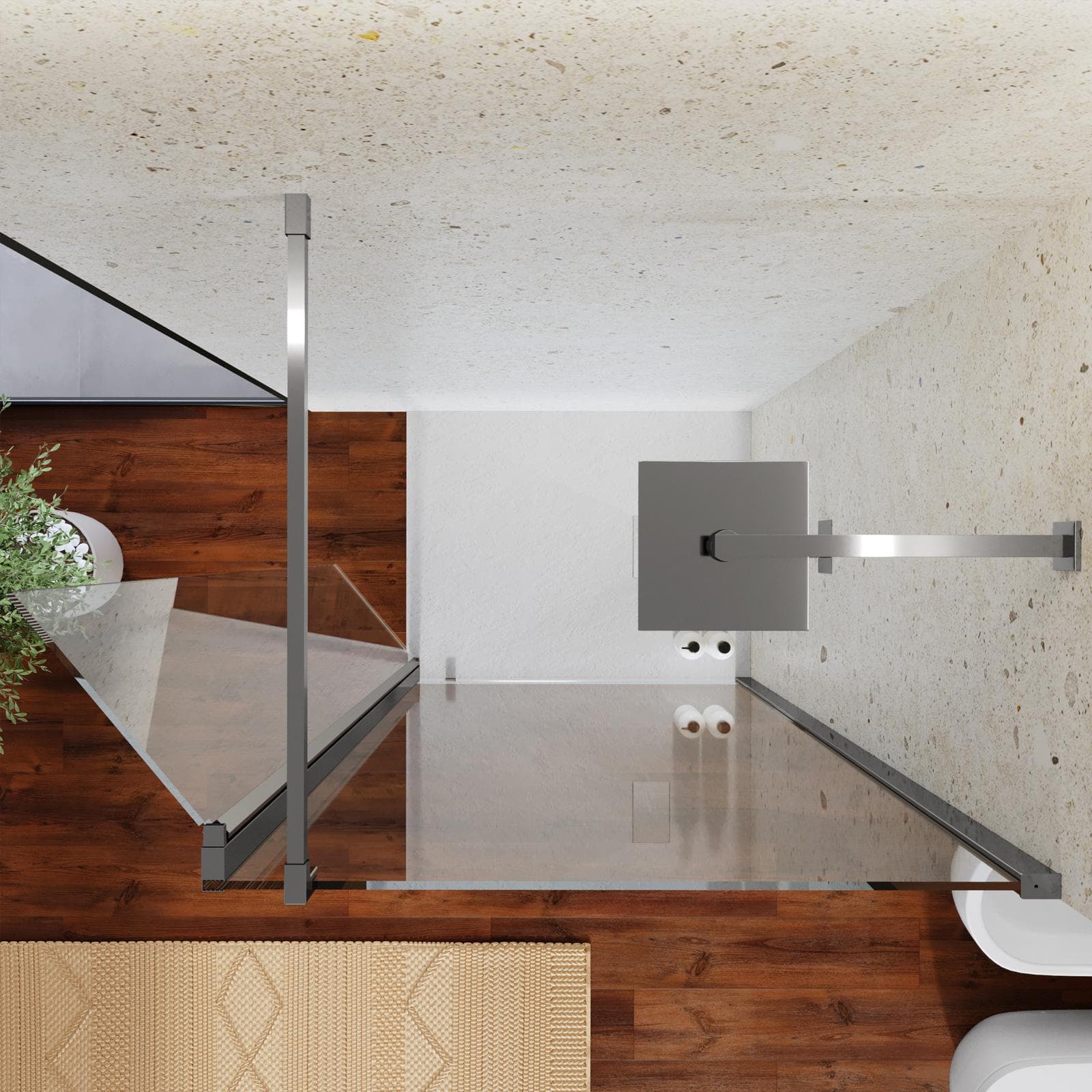 Box doccia walk-in 100 cm + anta girevole 45 cm vetro anticalcare trasparente 8mm e profilo cromo 200h - Keep
