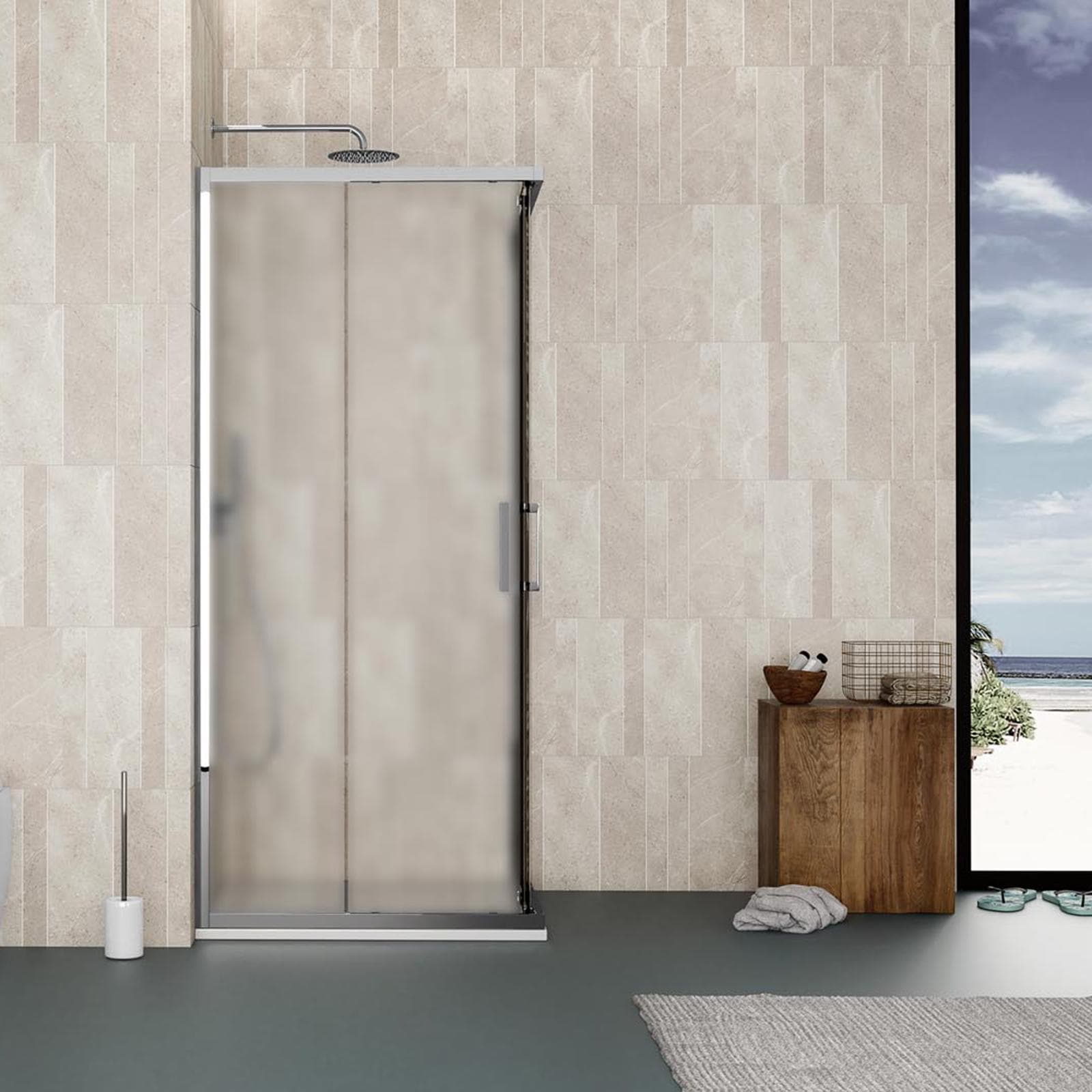Box doccia 100x100 cm angolare scorrevole vetro opaco profilo cromo 195h - Moritz