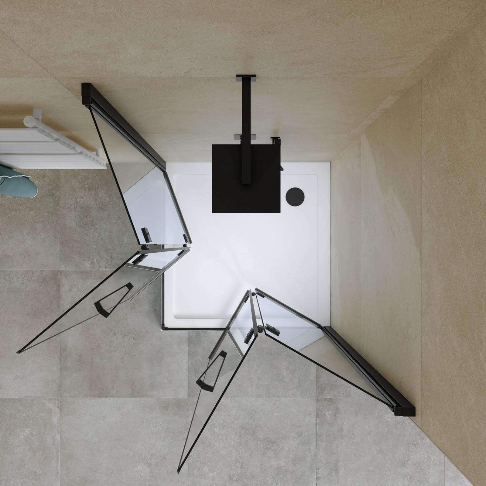 Box doccia 100x105 cm doppio soffietto vetro anticalcare trasparente e profilo nero opaco 195h - Flexy