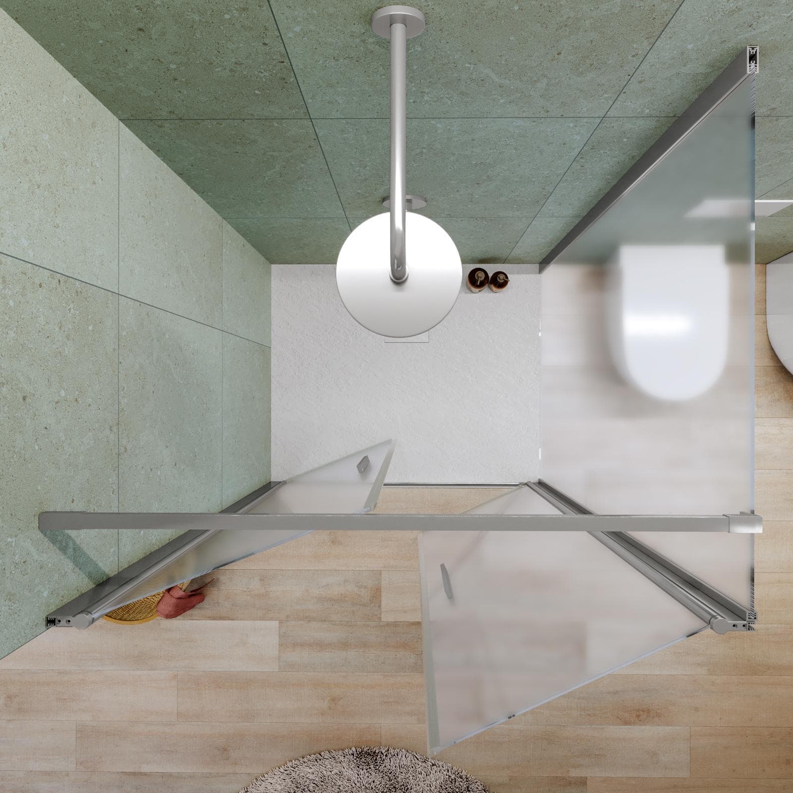 Box doccia 100x110 apertura saloon con vetro anticalcare opaco e profilo cromo 195h - Lost