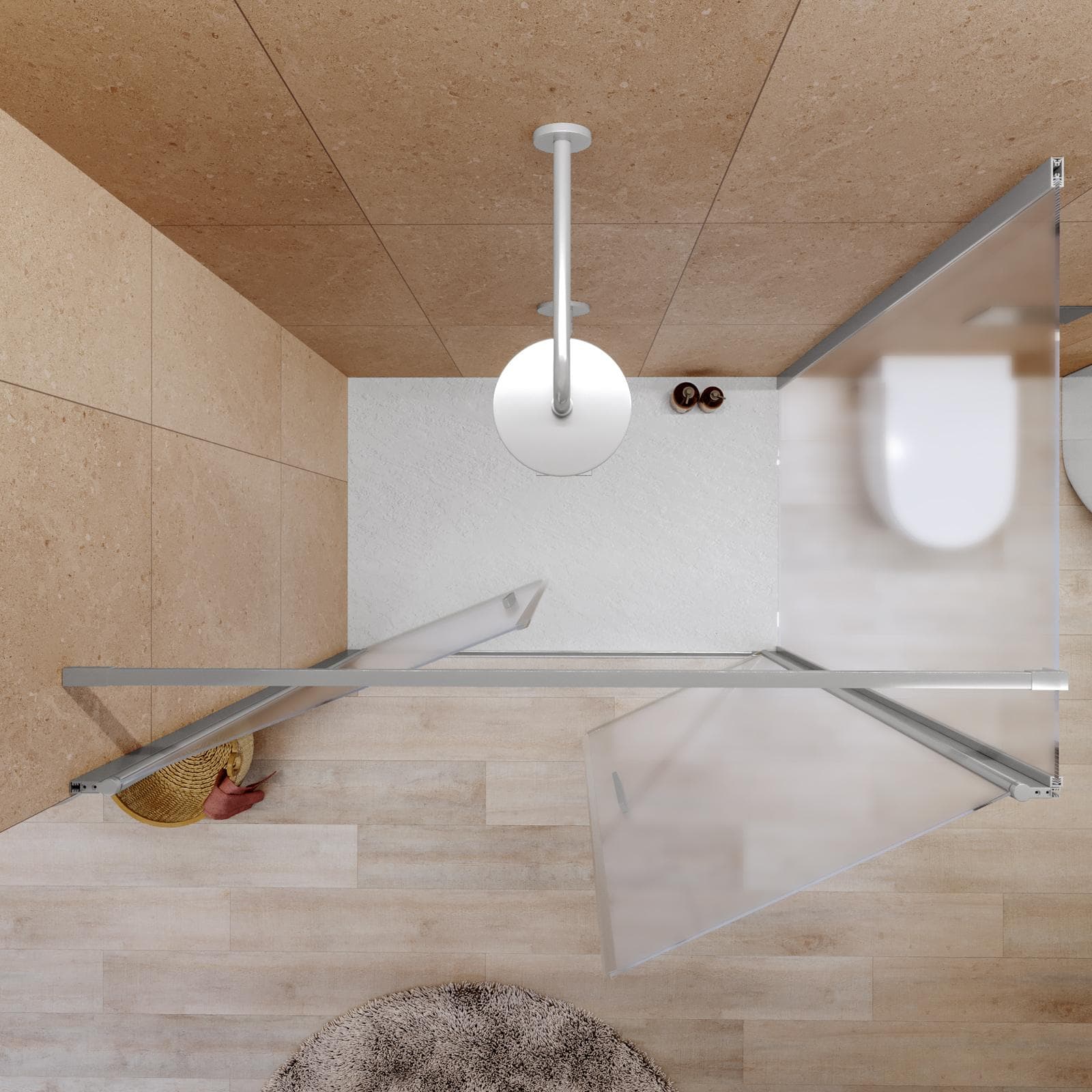 Box doccia 100x140 apertura saloon con vetro anticalcare opaco e profilo cromo 195h - Lost