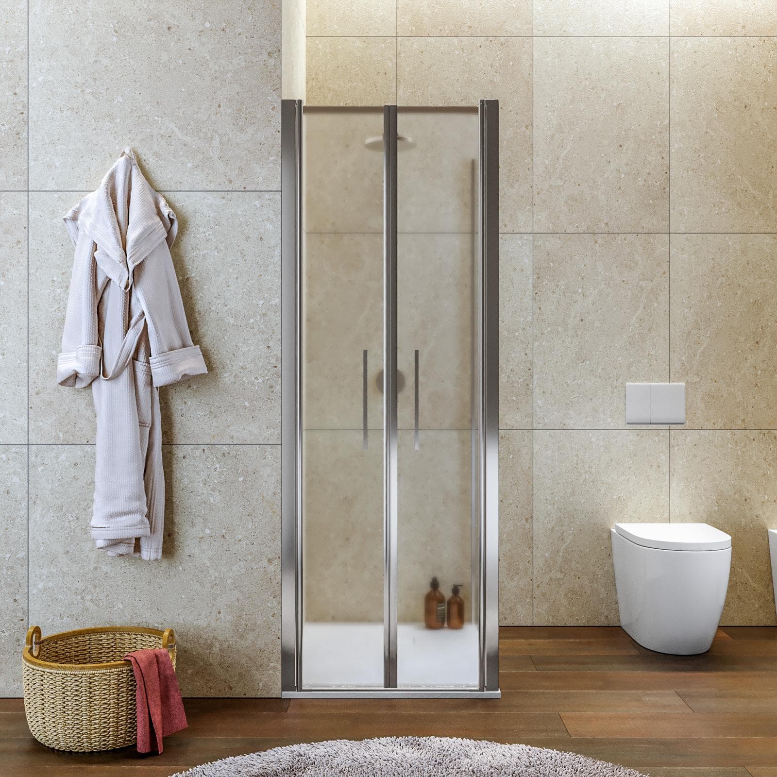 Box doccia 100x70 apertura saloon con vetro anticalcare opaco e profilo cromo 195h - Lost