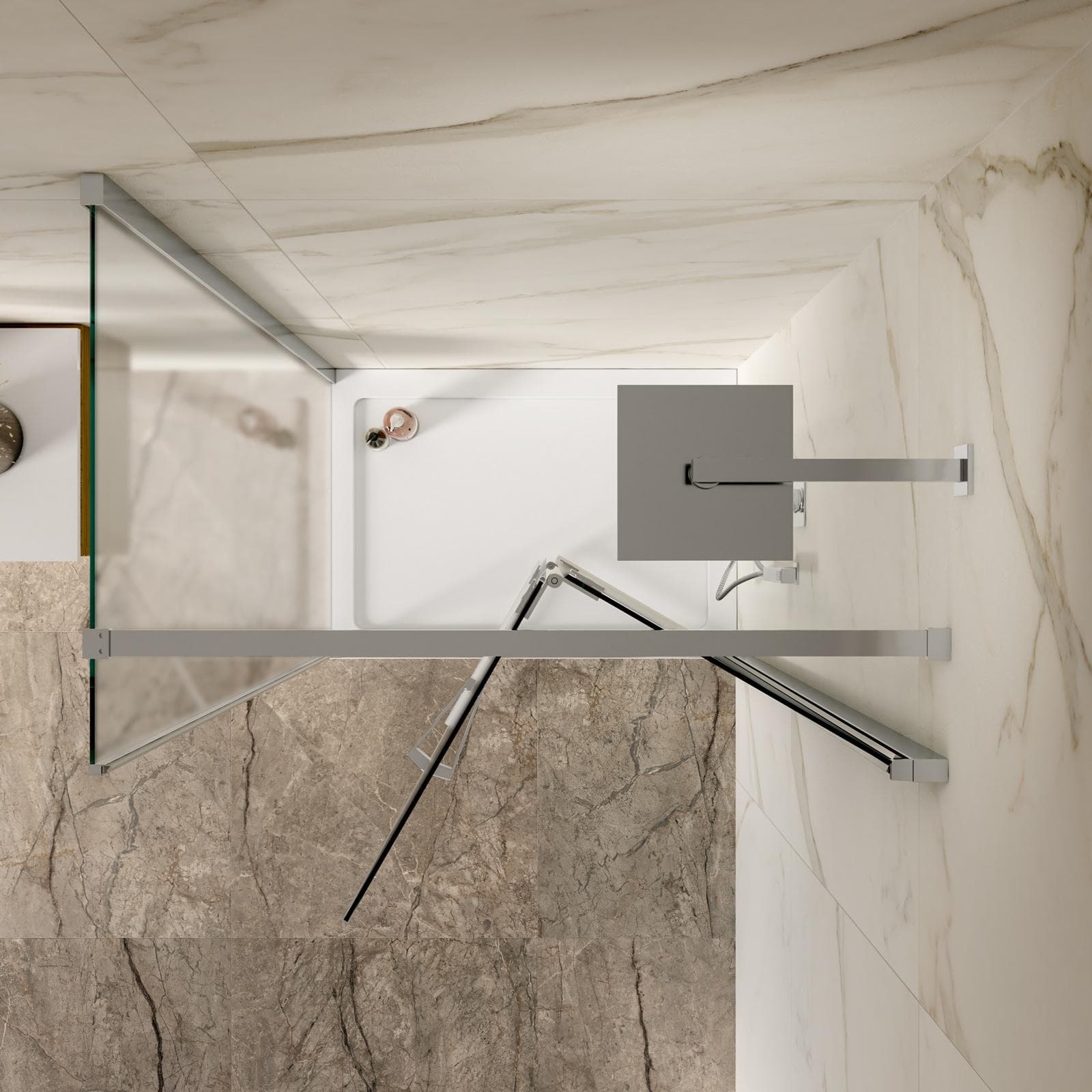 Box doccia 70x100 cm a soffietto vetro anticalcare opaco profilo cromo 195h - Flexy