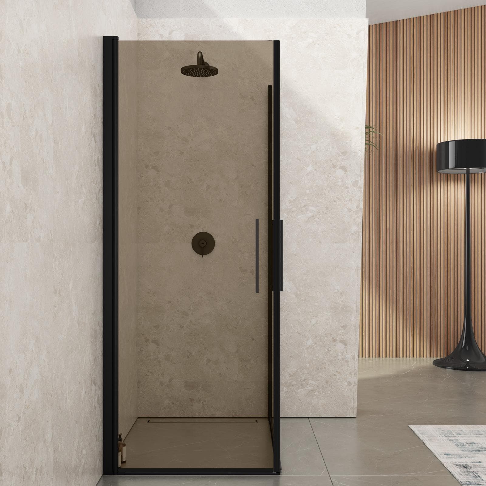 Box doccia 100x70 cm doppio battente con vetro temperato bronzato e profilo nero 195h - Nilo