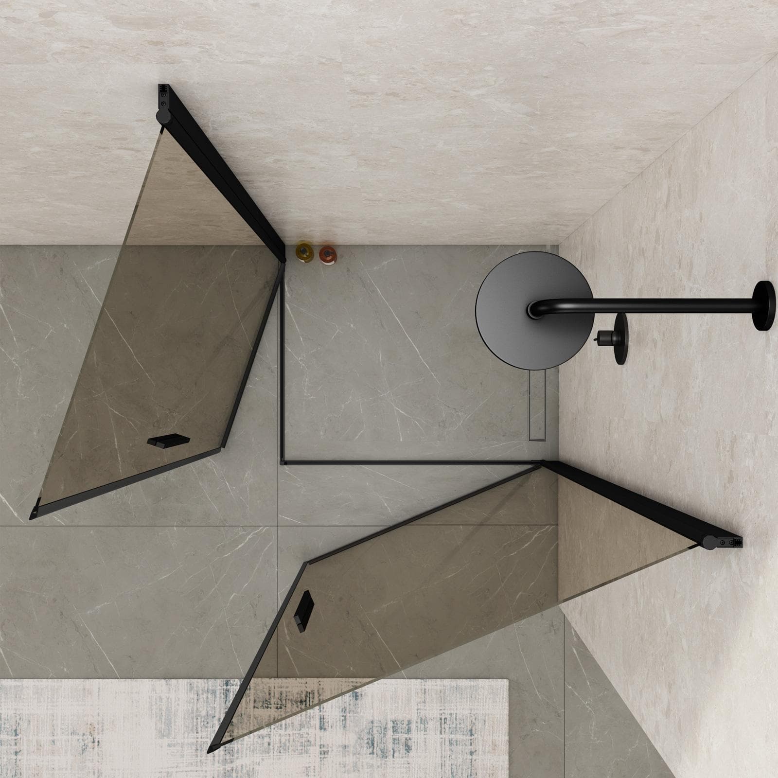 Box doccia 100x70 cm doppio battente con vetro temperato bronzato e profilo nero 195h - Nilo