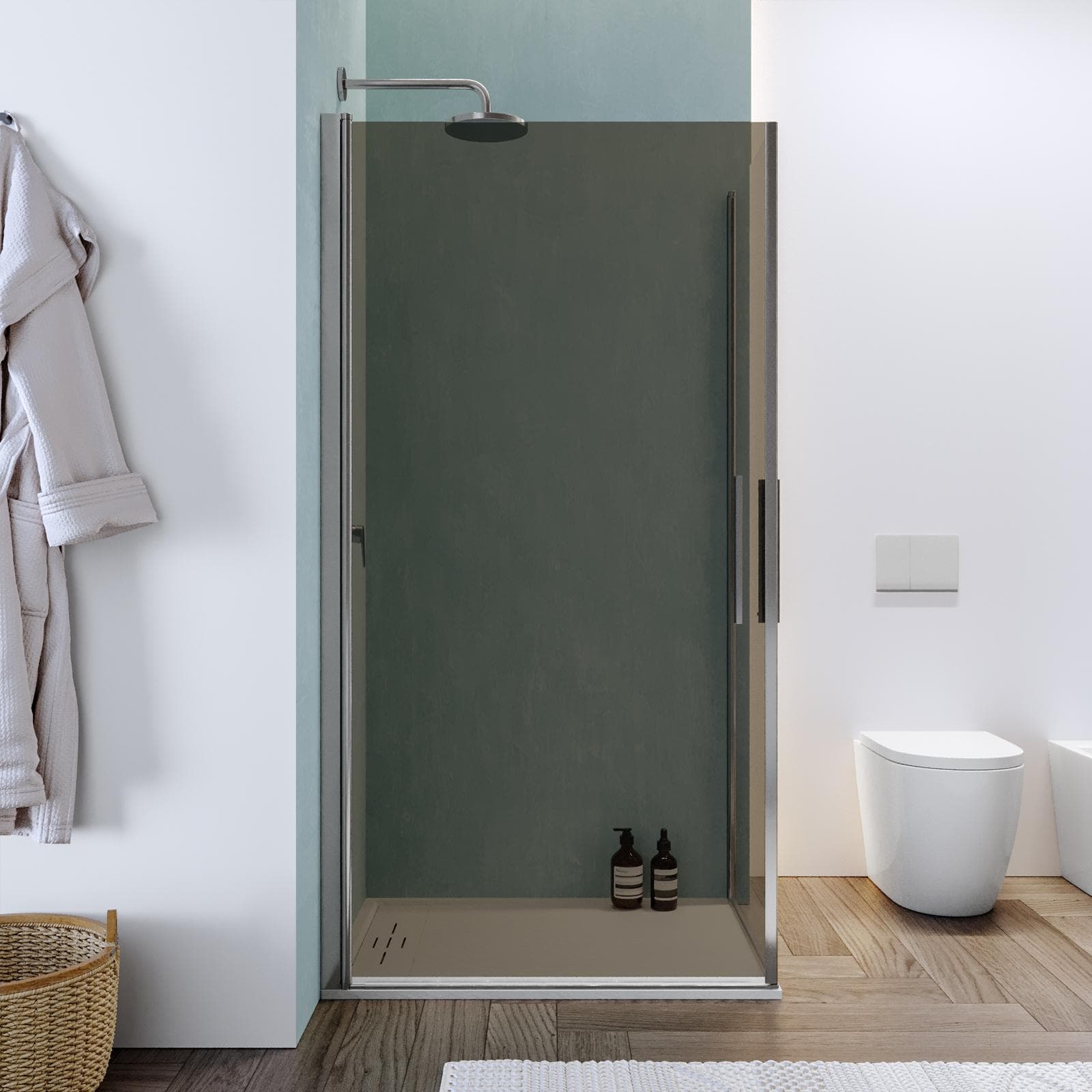 Box doccia 100X75 cm doppio battente con vetro temperato bronzato e profilo cromo 195h - Nilo