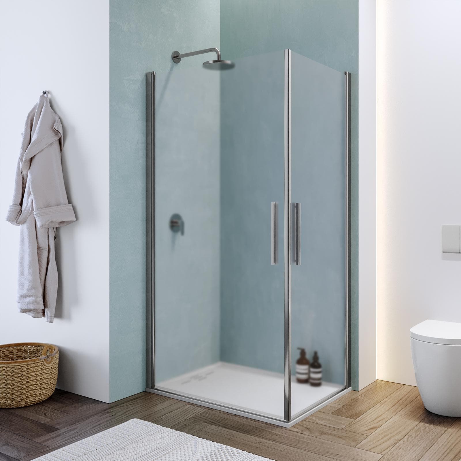 Box doccia 100X75 cm doppio battente con vetro temperato opaco e profilo cromo 195h - Nilo
