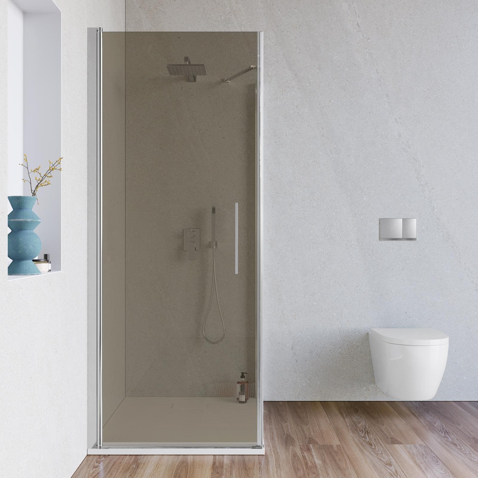 Box doccia 100x80 cm battente 80 cm con vetro temperato bronzato e profilo cromo 195h - Nilo