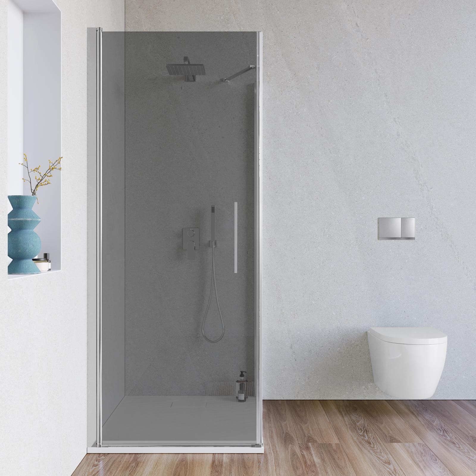 Box doccia 100x80 cm battente 80 cm con vetro temperato fumé e profilo cromo 195h - Nilo