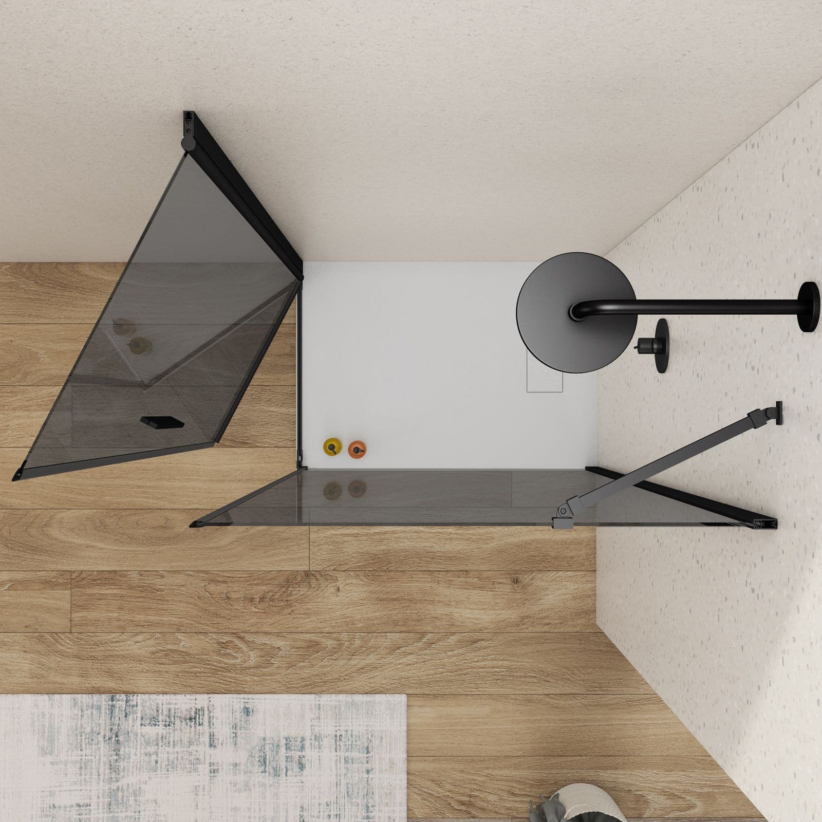 Box doccia 100X80 cm battente 80 cm con vetro temperato fumé e profilo nero 195h - Nilo