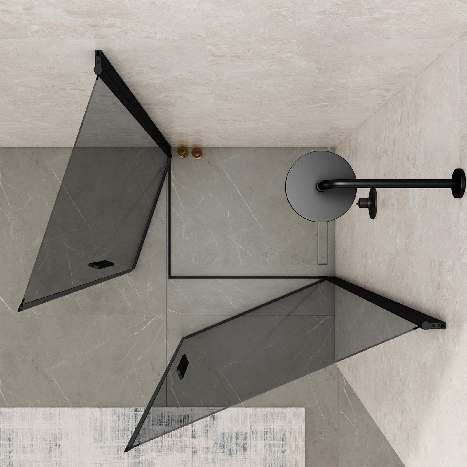 Box doccia 100x80 cm doppio battente con vetro temperato fumé e profilo nero 195h - Nilo