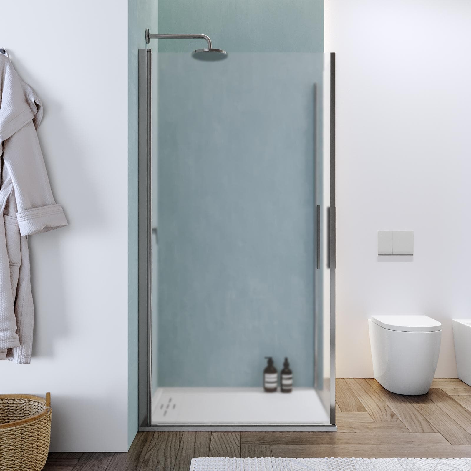 Box doccia 100X85 cm doppio battente con vetro temperato opaco e profilo cromo 195h - Nilo