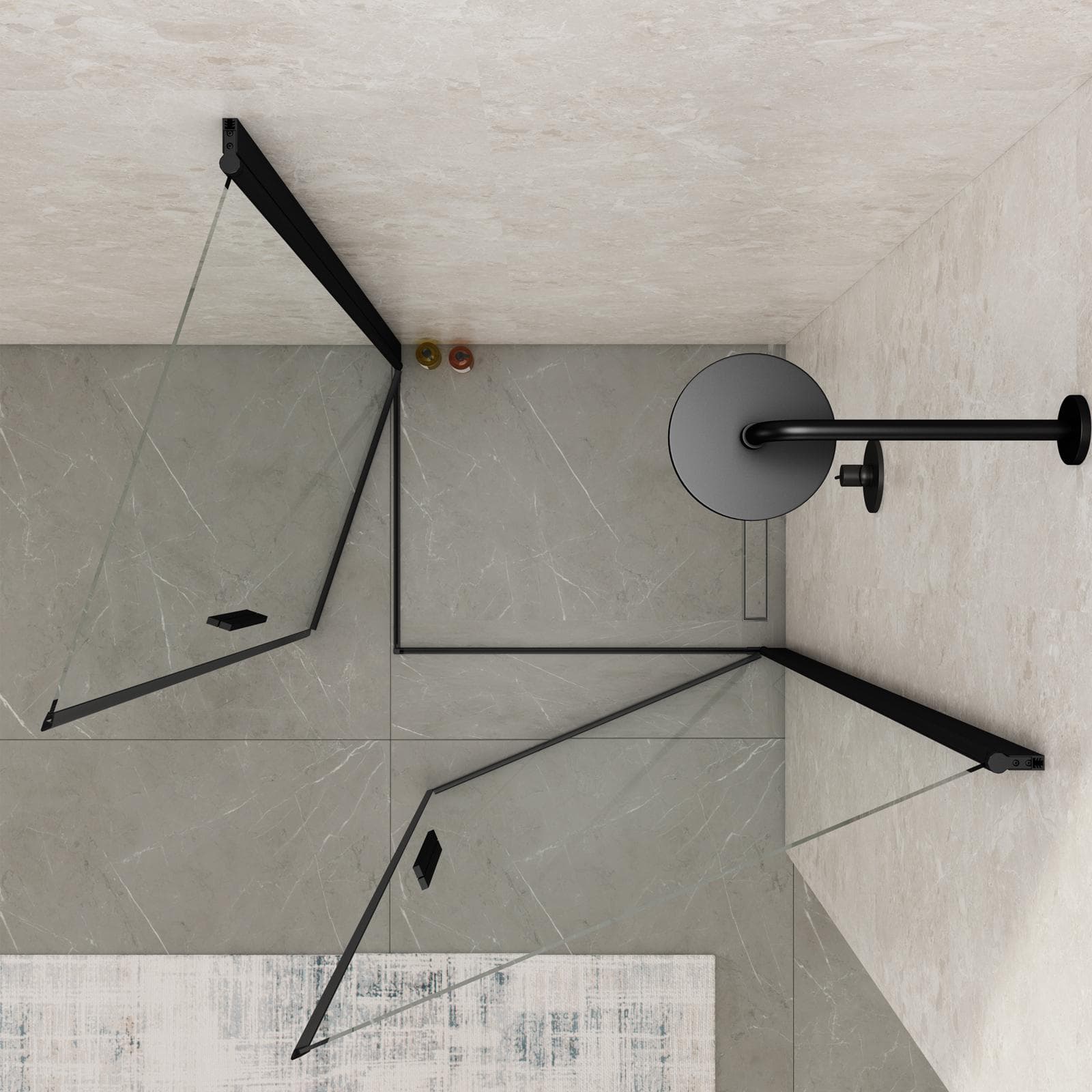 Box doccia 100x90 cm doppio battente con vetro temperato trasparente e profilo nero opaco 190h - Nilo