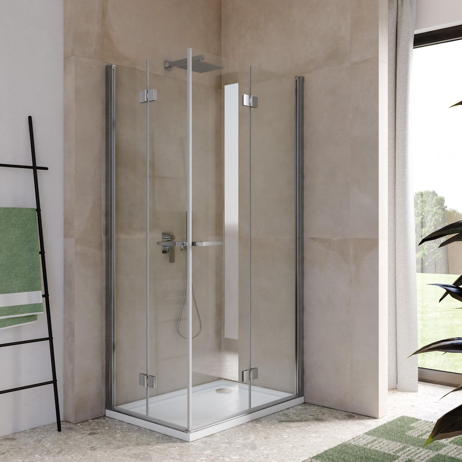 Box doccia 75x105 cm doppio soffietto vetro anticalcare trasparente profilo cromo 195h - Flexy