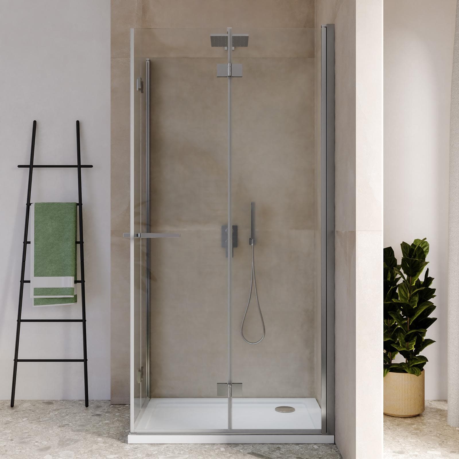 Box doccia 75x105 cm doppio soffietto vetro anticalcare trasparente profilo cromo 195h - Flexy