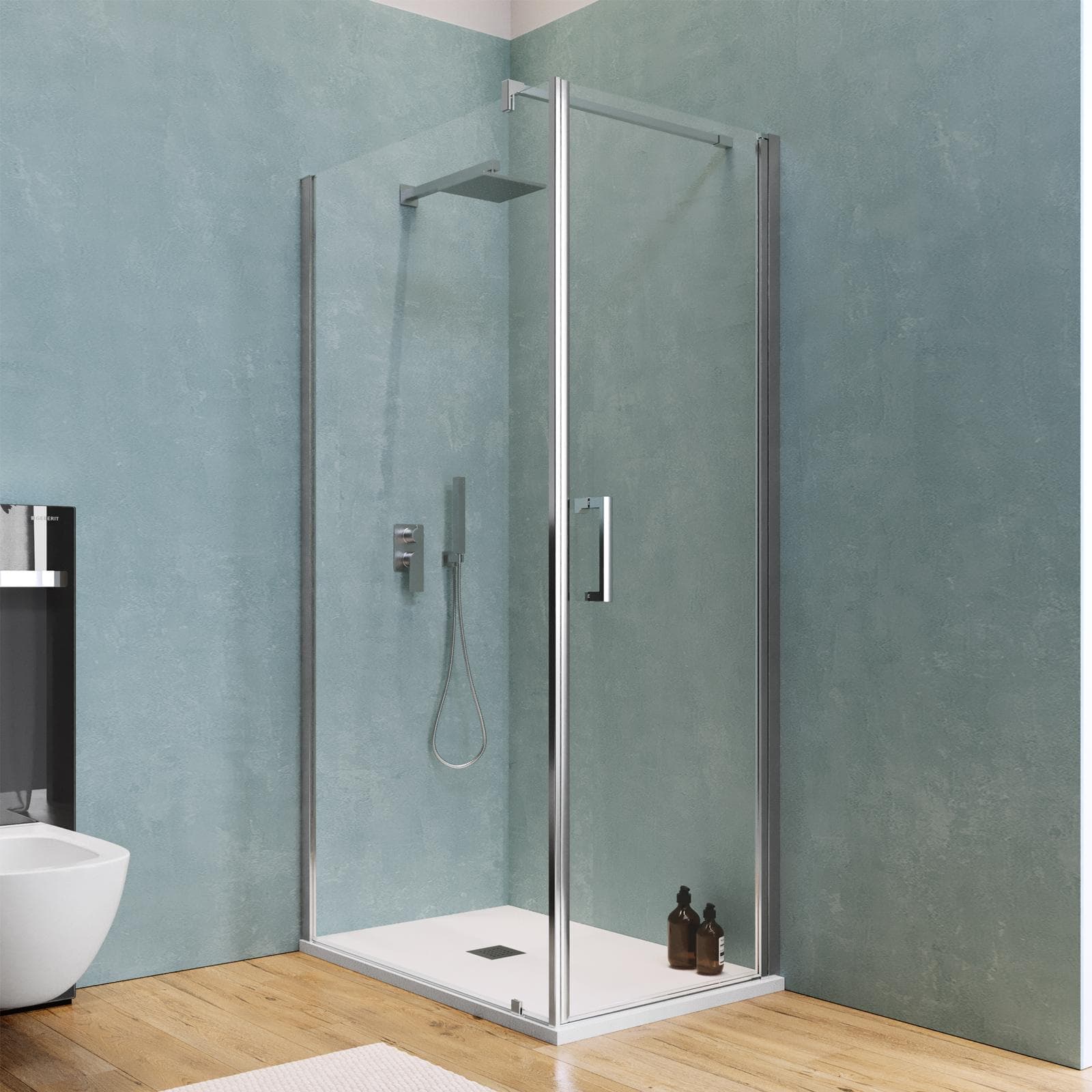 Box doccia 120X70 cm battente con vetro anticalcare trasparente e profilo cromo 200h - Artego