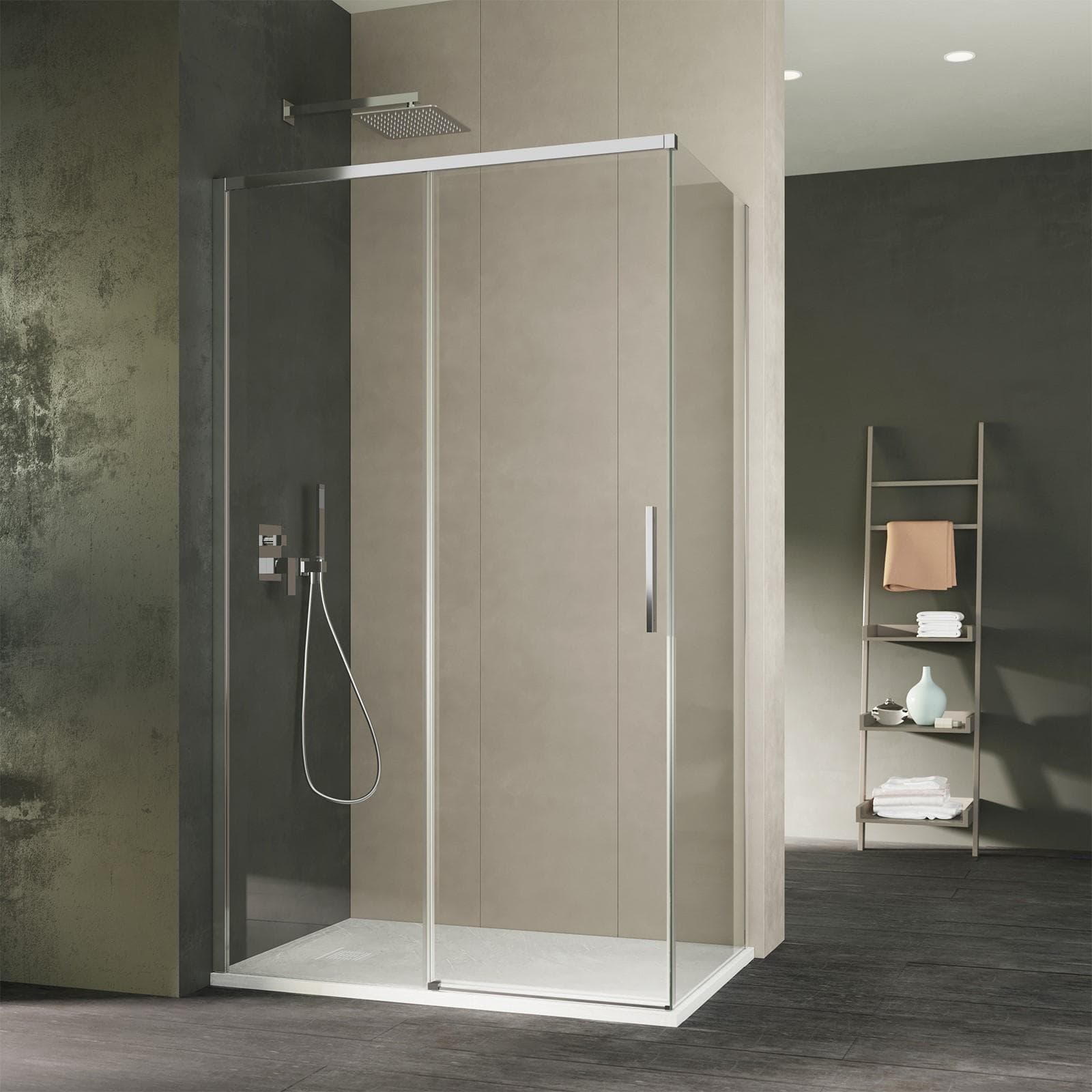 Box doccia 140X70 cm scorrevole sx con vetro anticalcare trasparente e profilo cromo 200h - Kiri