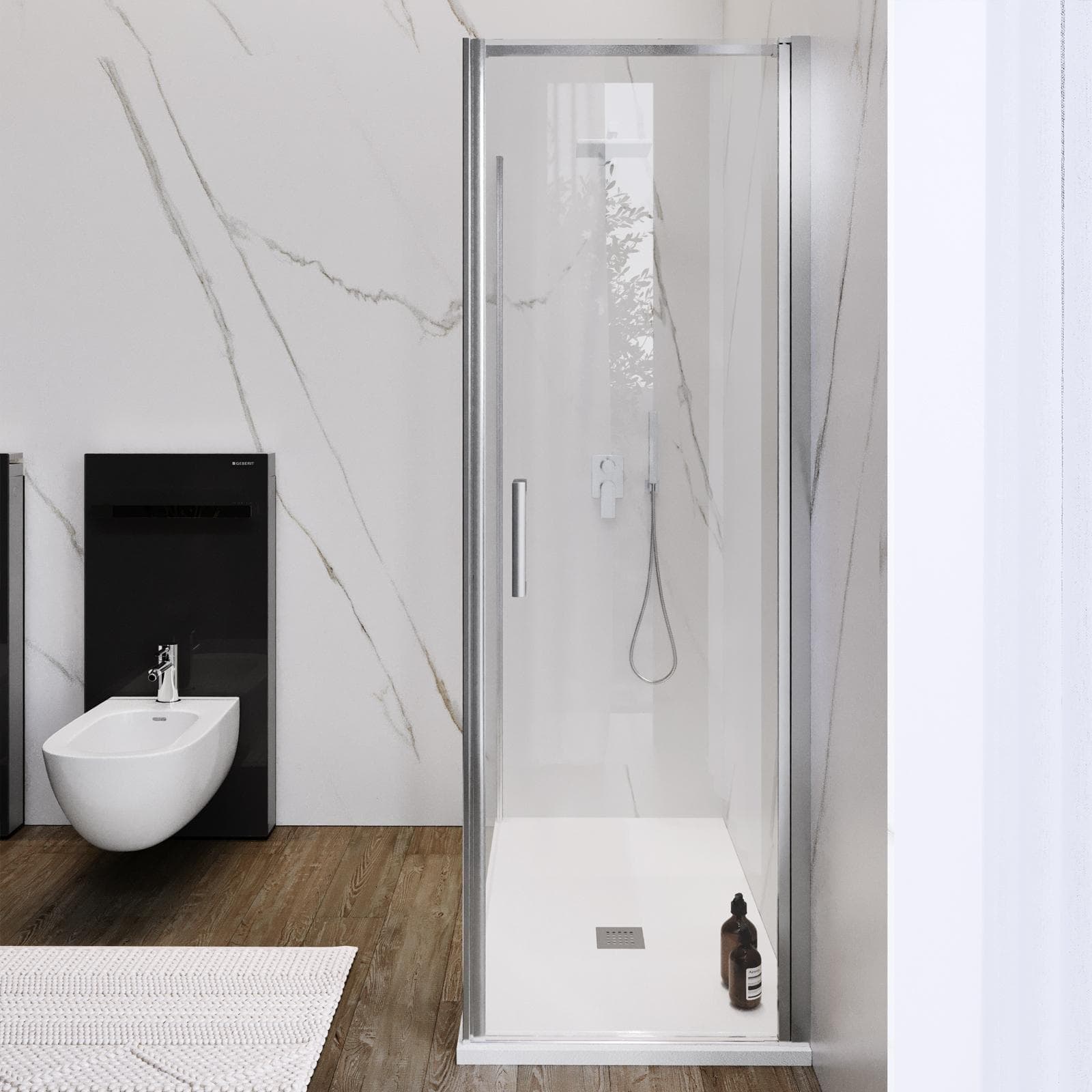 Box doccia 140X80 cm battente con vetro anticalcare trasparente e profilo cromo 200h - Artego