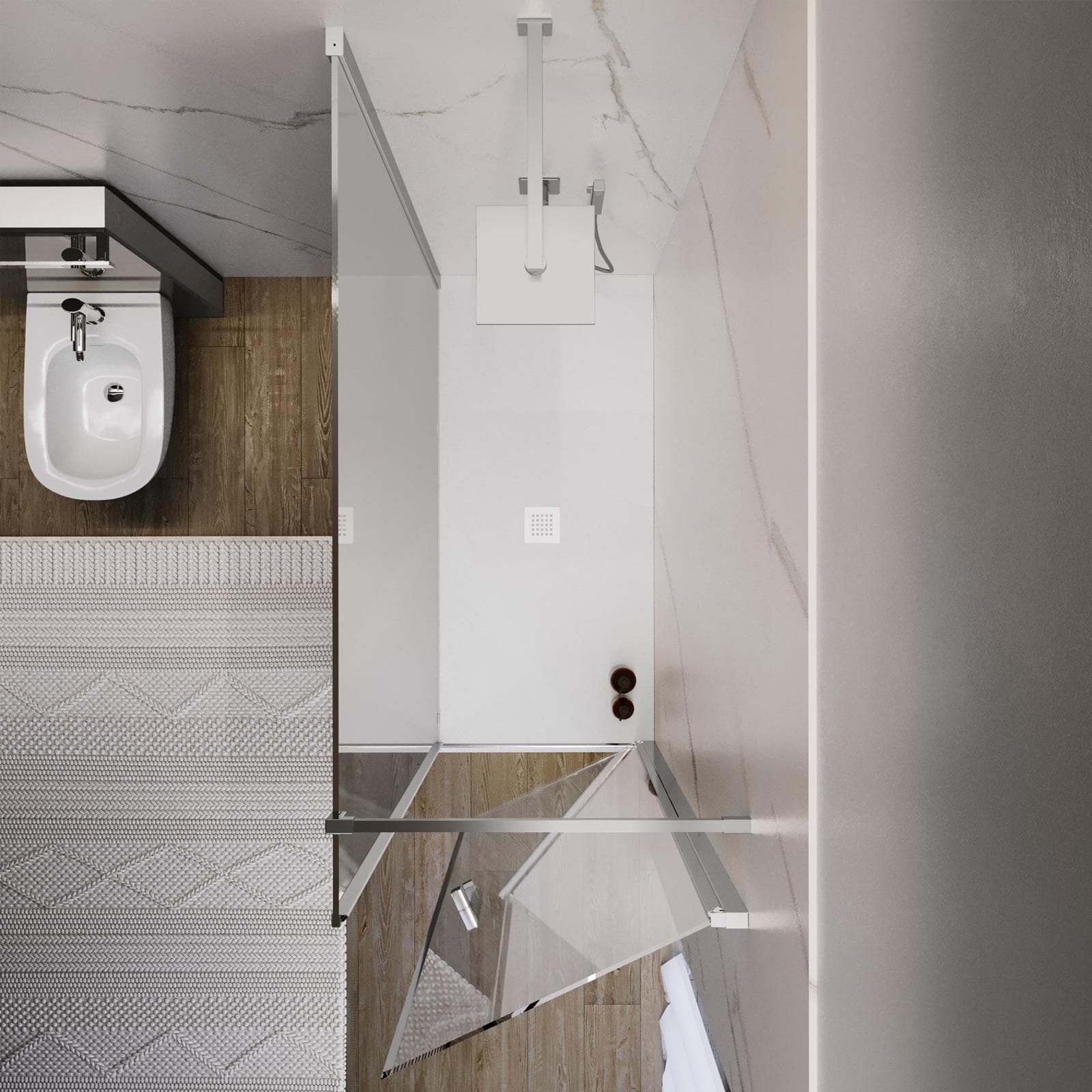 Box doccia 150X80 cm lato fisso specchiato con battente e profilo cromo 200h - Artego Duo