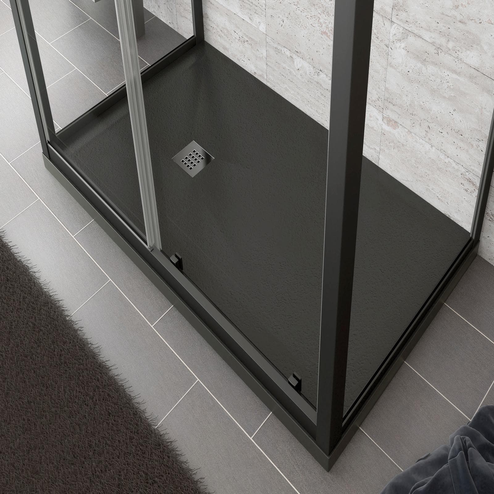 Box doccia 3 lati 80x120x80 cm scorrevole anticalcare telaio nero - Naomi